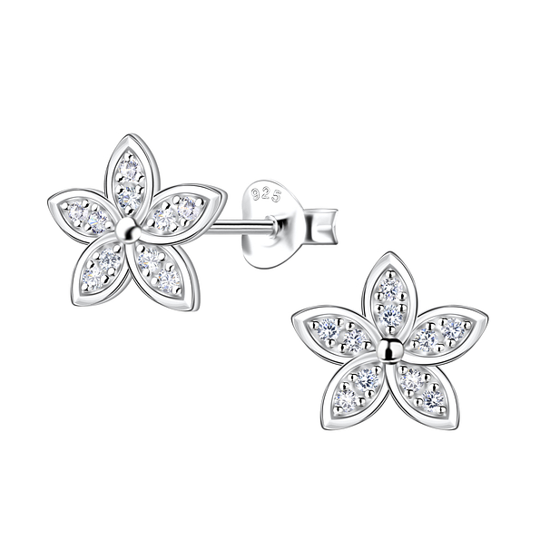 Wholesale Sterling Silver Flower Ear Studs - JD22655