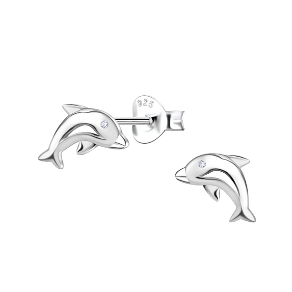 Wholesale Sterling Silver Dolphin Ear Studs - JD23534