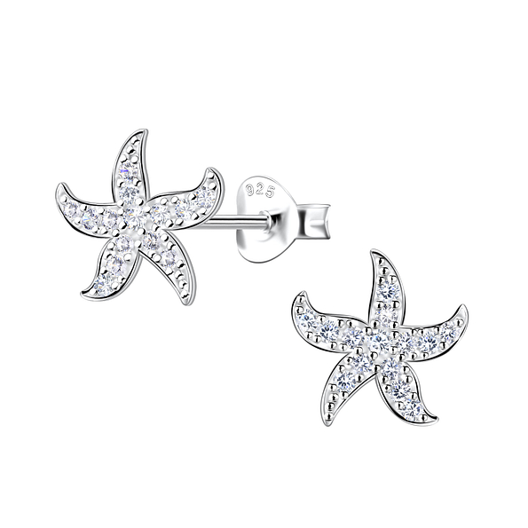 Wholesale Sterling Silver Starfish Ear Studs - JD23264