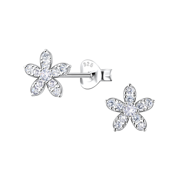 Wholesale Sterling Silver Flower Ear Studs - JD22659