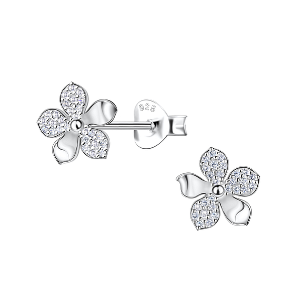 Wholesale Sterling Silver Flower Stud Earrings - JD22661
