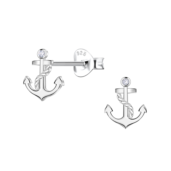 Wholesale Sterling Silver Anchor Ear Studs - JD23272