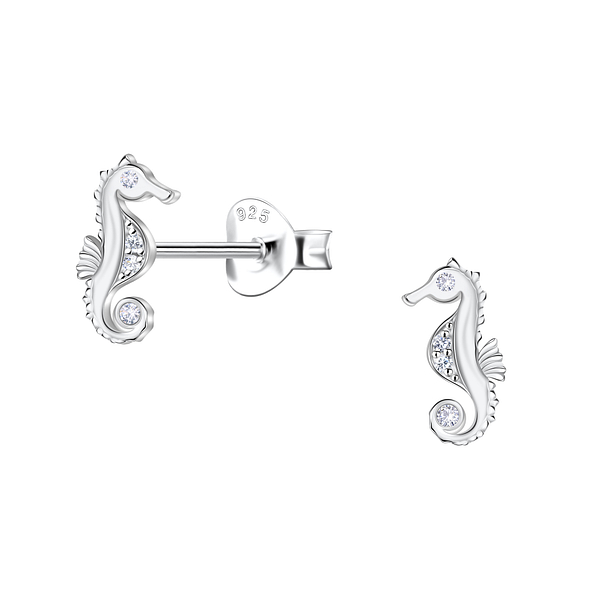 Wholesale Sterling Silver Seahorse Ear Studs  - JD23531