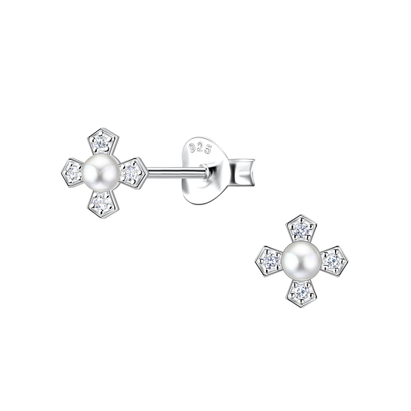 Wholesale Sterling Silver Cross Ear Studs - JD23300