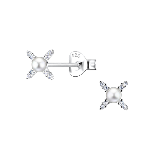 Wholesale Sterling Silver Cross Ear Studs - JD23306