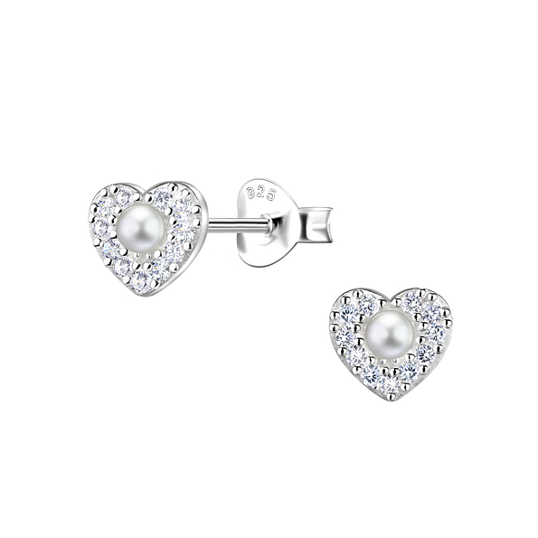 Wholesale Sterling Silver Heart Ear Studs - JD23309
