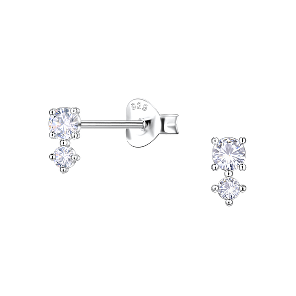 Wholesale Sterling Silver Double Stones Ear Studs  - JD22435