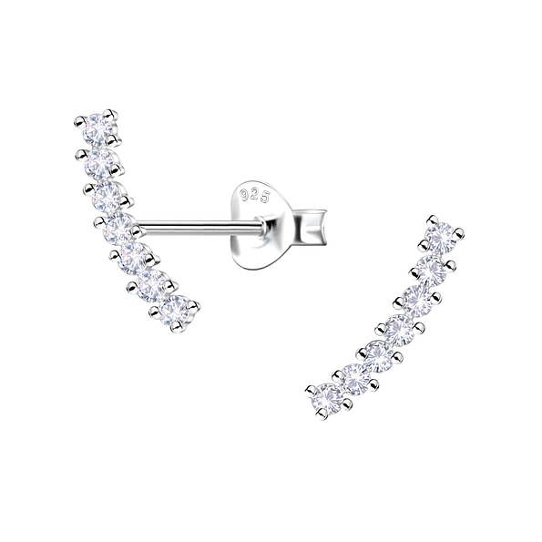 Wholesale Sterling Silver Geometric Curved Ear Studs  - JD22439