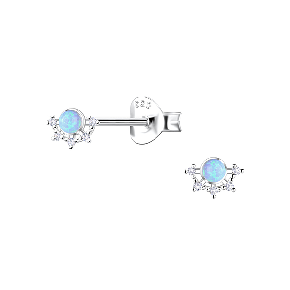 Wholesale Sterling Silver Geometric Opal Ear Studs - JD23604
