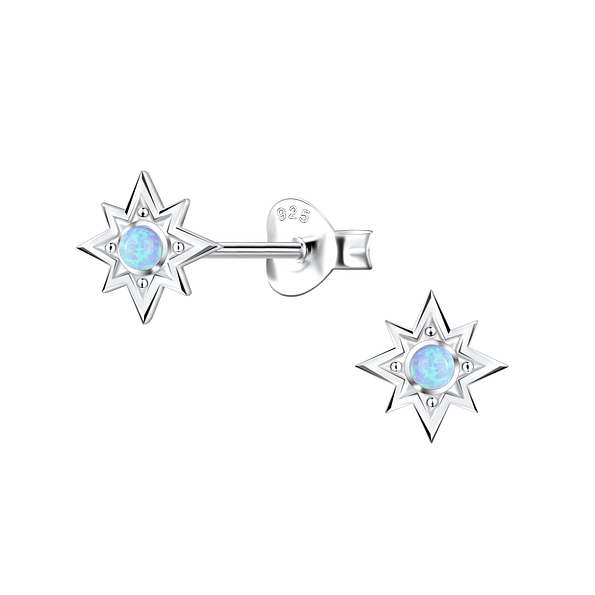 Wholesale Sterling Silver Sun Opal Ear Studs - JD23613 Wholesale Sterling Silver Sun Opal Ear Studs - JD23613