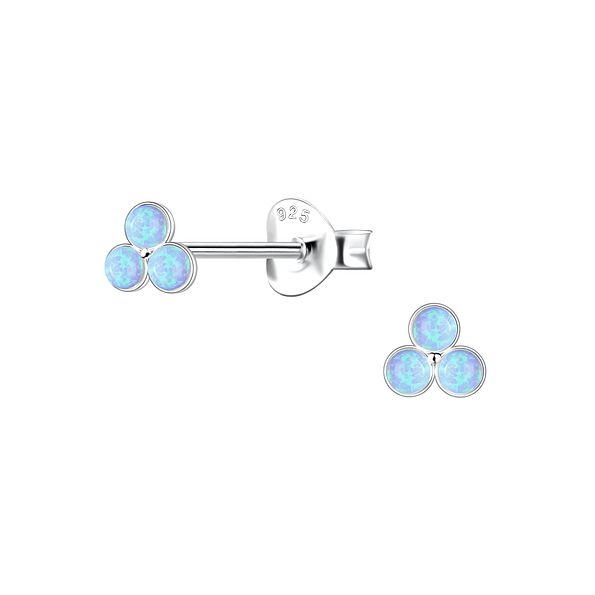 Wholesale Sterling Silver Geometric Opal Ear Studs - JD23617 Wholesale Sterling Silver Geometric Opal Ear Studs - JD23617