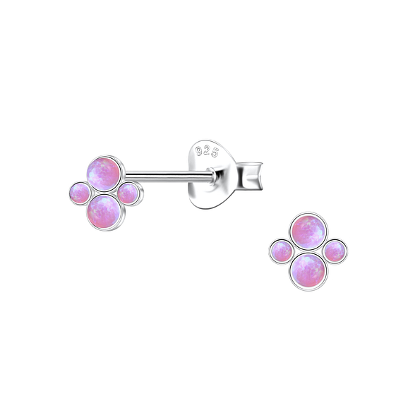 Wholesale Sterling Silver Geometric Opal Ear Studs - JD23618 Wholesale Sterling Silver Geometric Opal Ear Studs - JD23618