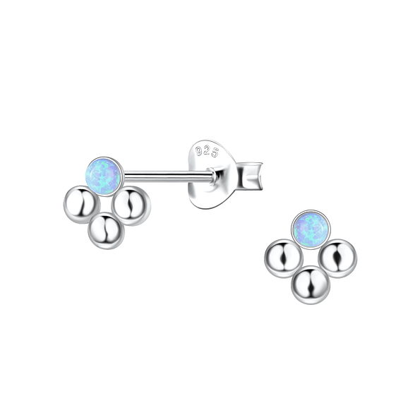 Wholesale Sterling Silver Geometric Opal Ear Studs - JD23650 Wholesale Sterling Silver Geometric Opal Ear Studs - JD23650
