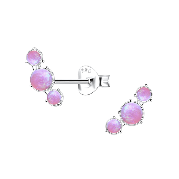 Wholesale Sterling Silver Geometric Opal Ear Studs - JD23658 Wholesale Sterling Silver Geometric Opal Ear Studs - JD23658