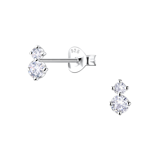 Wholesale Sterling Silver Double Stones Ear Studs  - JD22909