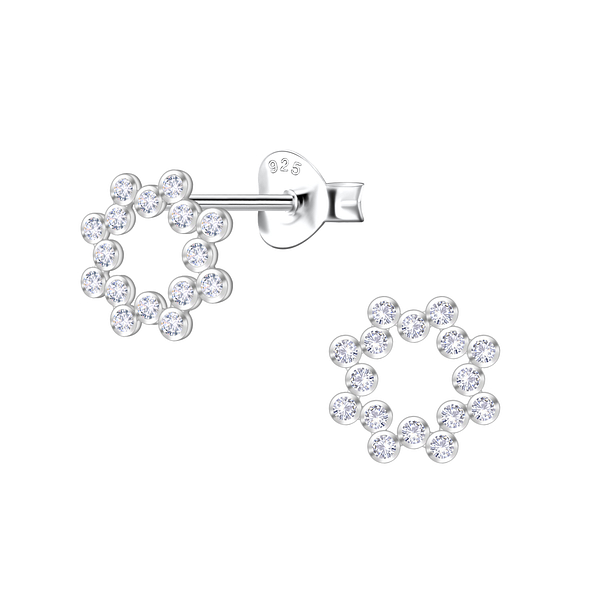Wholesale Sterling Silver Flower Ear Studs - JD22916