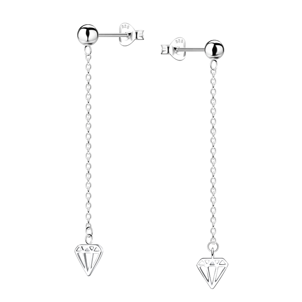 Wholesale Sterling Silver Diamond Shaped Ear Studs - JD10253