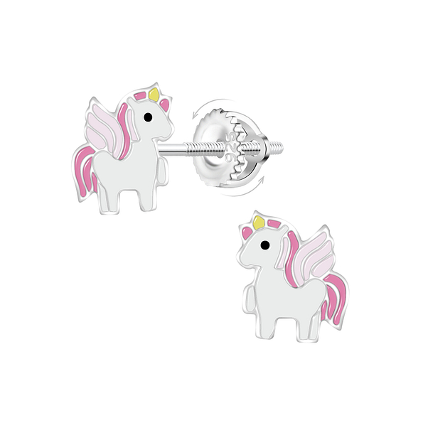 Wholesale Sterling Silver Unicorn Screw Back Ear Studs - JD22201
