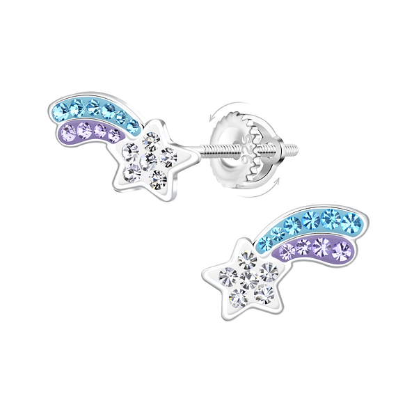 Wholesale Sterling Silver Shooting Star Screw Back Ear Studs - JD21946