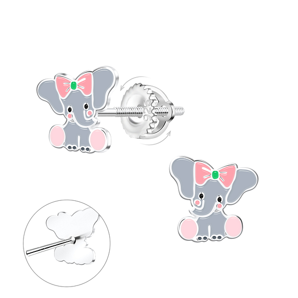 Wholesale Sterling Silver Elephant Screw Back Ear Studs - JD21478