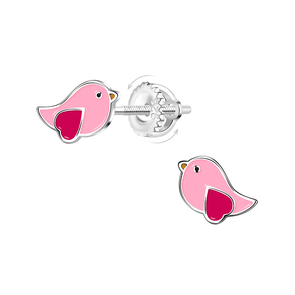 Wholesale Sterling Silver Bird Screw Back Ear Studs - JD22266