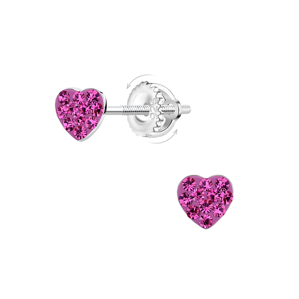 Wholesale Sterling Silver Heart Screw Back Ear Studs - JD23470