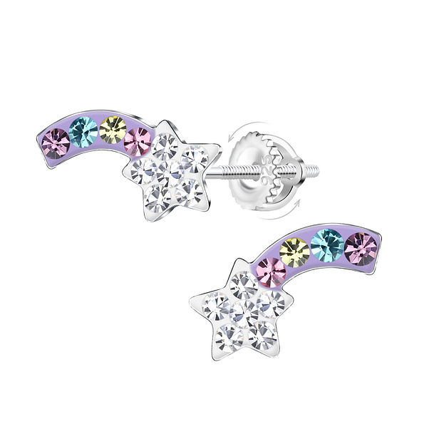 Wholesale Sterling Silver Shooting Star Screw Back Ear Studs - JD21948