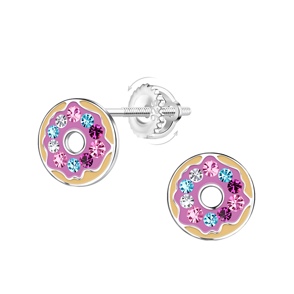 Wholesale Sterling Silver Donut Screw Back Ear Studs - JD23478