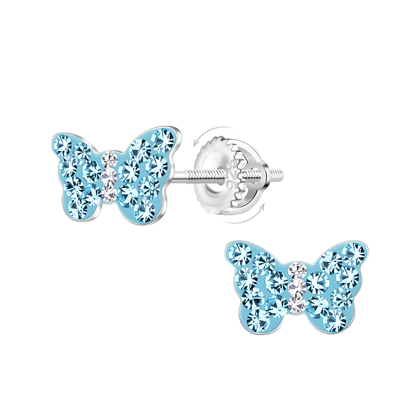 Wholesale Sterling Silver Butterfly Screw Back Ear Studs - JD23488