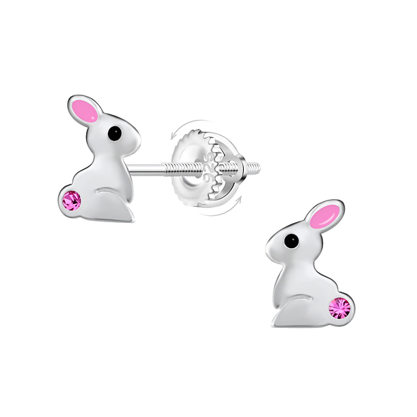 Wholesale Sterling Silver Rabbit Screw Back Ear Studs - JD23494