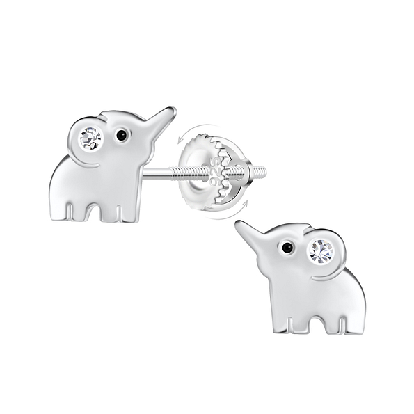 Wholesale Sterling Silver Elephant Screw Back Ear Studs - JD23496