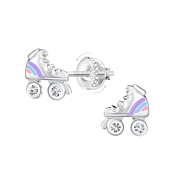 Wholesale Sterling Silver Rollerblade Screw Back Ear Studs - JD23497