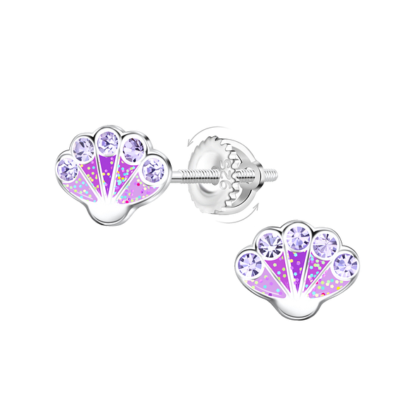 Wholesale Sterling Silver Shell Screw Back Ear Studs - JD23500