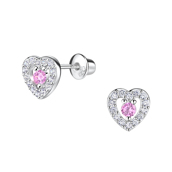 Wholesale Sterling Silver Heart Screw Back Bullet Earrings - JD20569