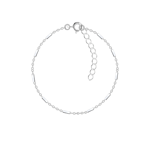 Wholesale 19cm Sterling Silver Cable Bar Bracelet With Extension - JD21865