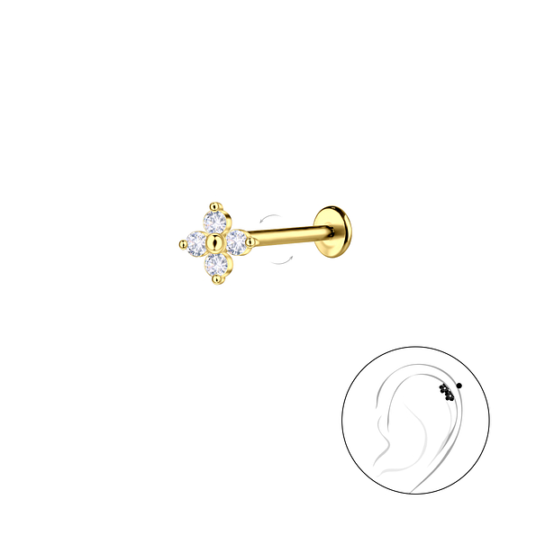 Wholesale Sterling Silver Flower with Titanium Labret - JD23012