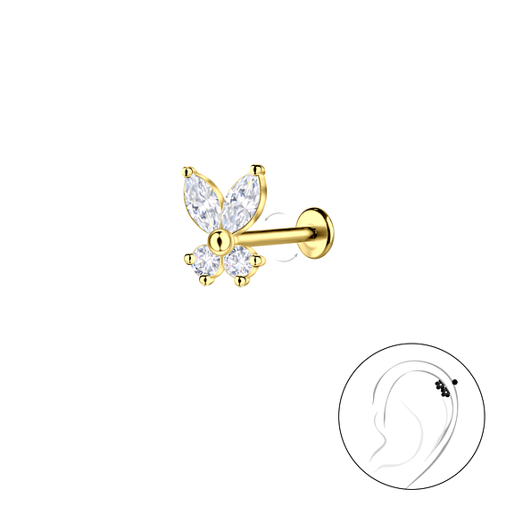 Wholesale Sterling Silver Butterfly with Titanium Labret - JD23065