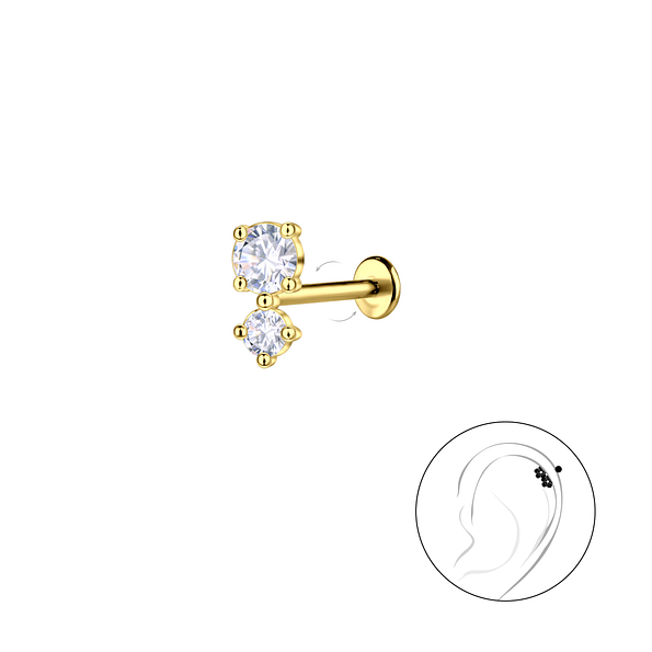 Wholesale Sterling Silver Double Stones with Titanium Labret - JD23069