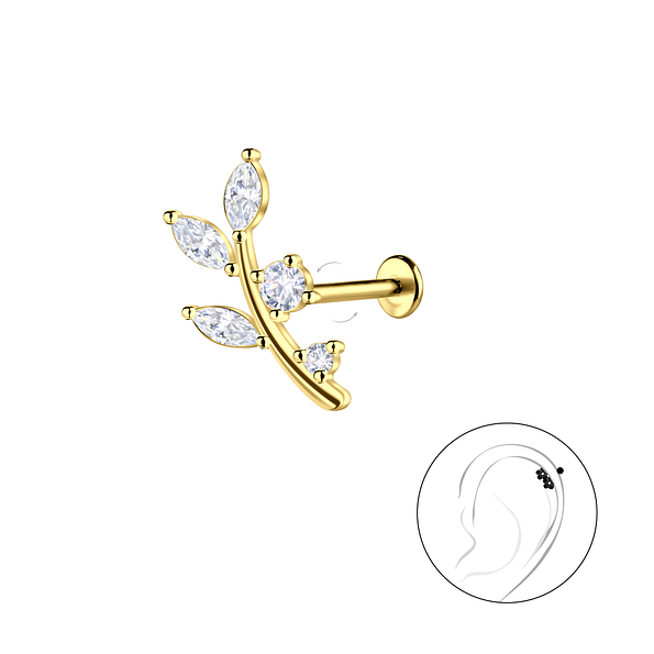Wholesale Sterling Silver Leaf with Titanium Labret - JD23093