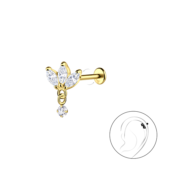 Wholesale Sterling Silver Flower with Titanium Labret - JD23107