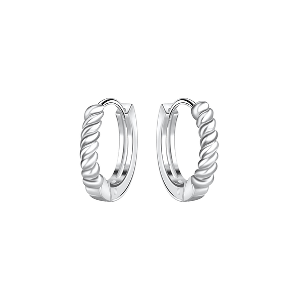 Wholesale 10mm Sterling Silver Twisted Huggie Earrings - JD23444 Wholesale 10mm Sterling Silver Twisted Huggie Earrings - JD23444