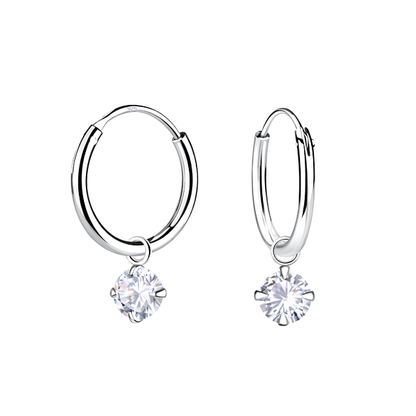 Wholesale 4mm Cubic Zirconia Charm Ear Hoops - JD23182