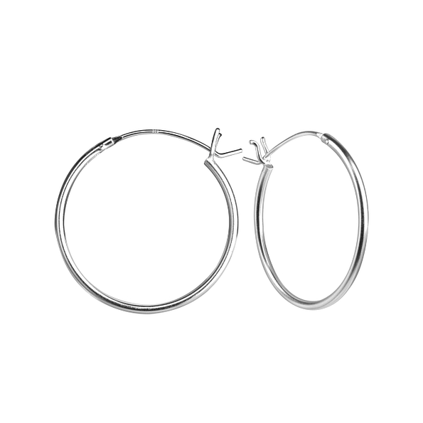 Wholesale 25mm Sterling Silver French Lock Ear Hoops - JD23446