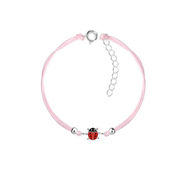 Wholesale Sterling Silver Ladybug Cord Bracelet - JD23165