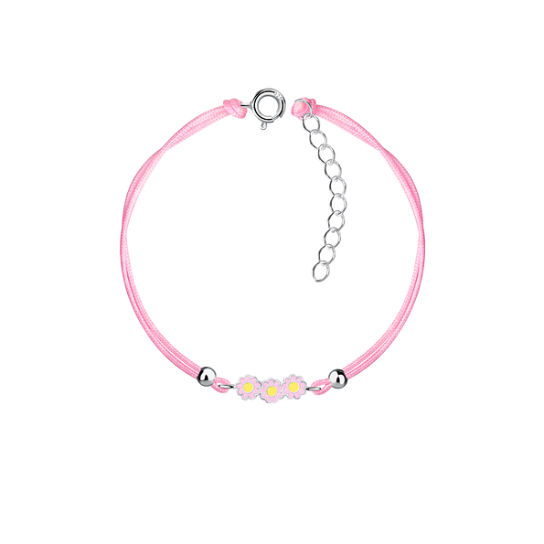 Wholesale Sterling Silver Triple Daisy Cord Bracelet - JD23169