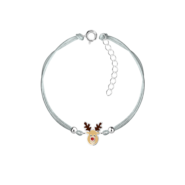 Wholesale Sterling Silver Reindeer Cord Bracelet - JD23232
