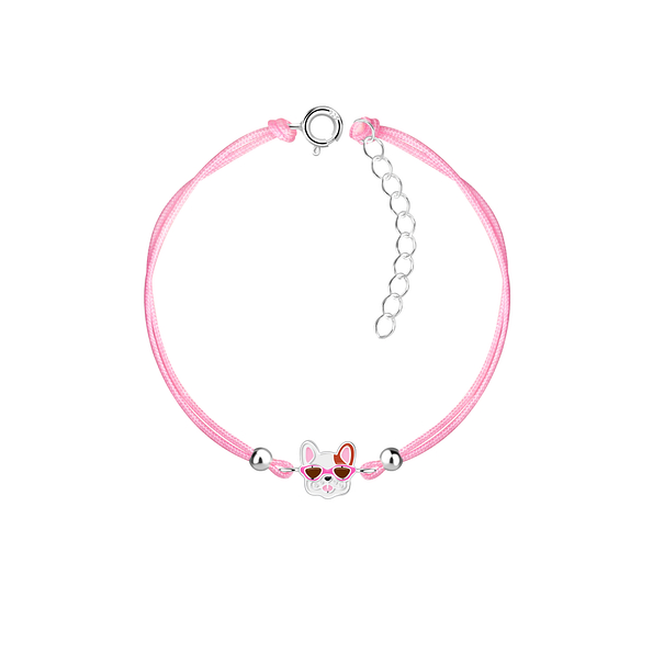 Wholesale Sterling Silver French Bulldog Cord Bracelet - JD23247