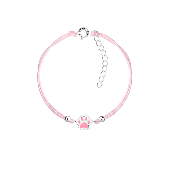 Wholesale Sterling Silver Paw Print Cord Bracelet - JD23163