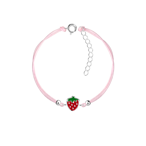 Wholesale Sterling Silver Strawberry Cord Bracelet - JD23166