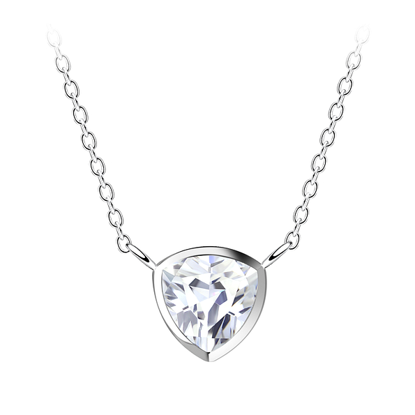 Wholesale 6mm Trillion Cubic Zirconia Sterling Silver Neckalce - JD22386